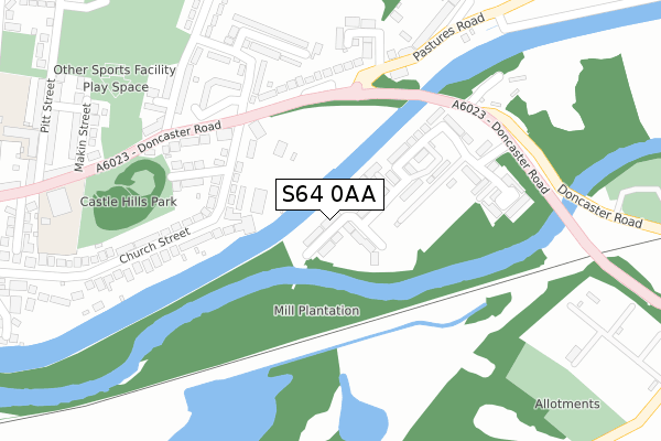 S64 0AA map - large scale - OS Open Zoomstack (Ordnance Survey)