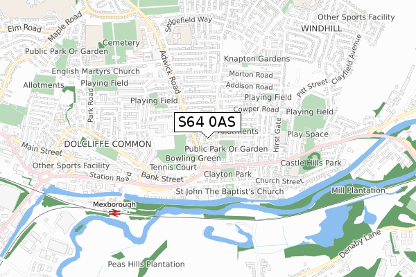 S64 0AS map - small scale - OS Open Zoomstack (Ordnance Survey)