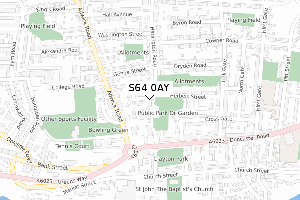 S64 0AY map - large scale - OS Open Zoomstack (Ordnance Survey)