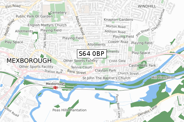 S64 0BP map - small scale - OS Open Zoomstack (Ordnance Survey)