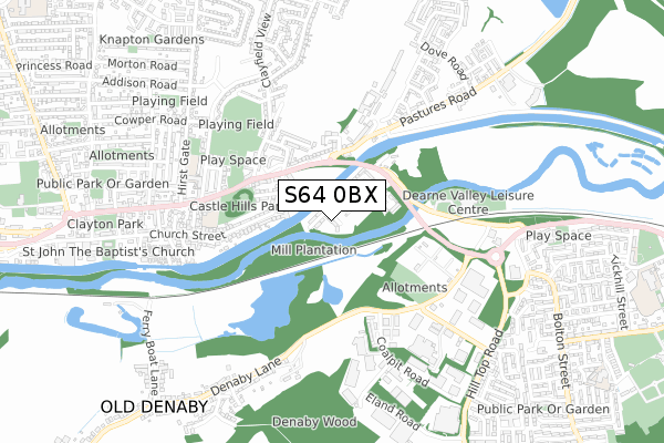 S64 0BX map - small scale - OS Open Zoomstack (Ordnance Survey)