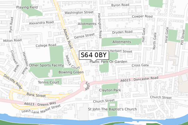S64 0BY map - large scale - OS Open Zoomstack (Ordnance Survey)