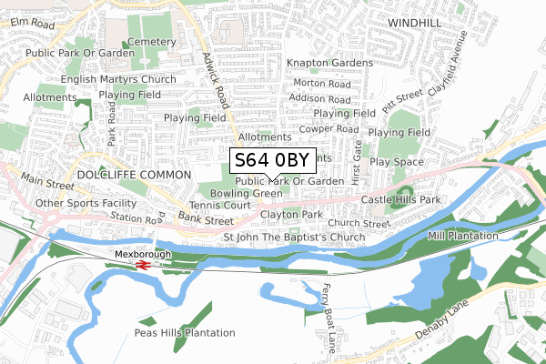 S64 0BY map - small scale - OS Open Zoomstack (Ordnance Survey)