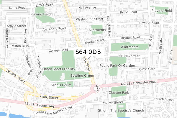 S64 0DB map - large scale - OS Open Zoomstack (Ordnance Survey)