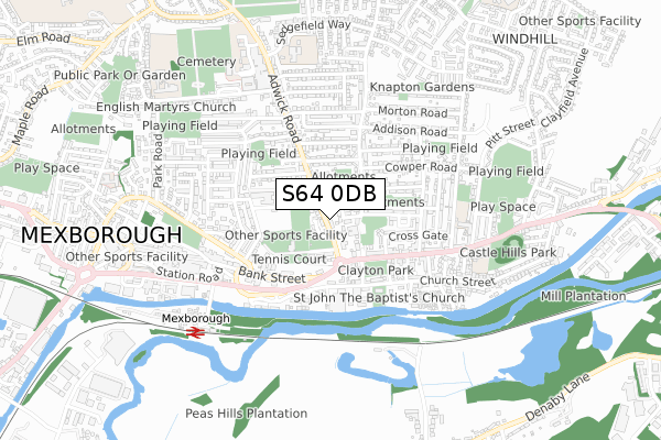 S64 0DB map - small scale - OS Open Zoomstack (Ordnance Survey)