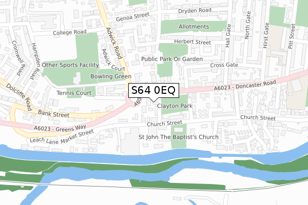 S64 0EQ map - large scale - OS Open Zoomstack (Ordnance Survey)