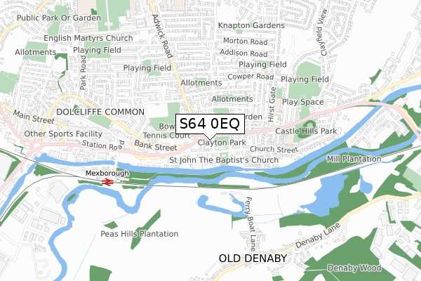 S64 0EQ map - small scale - OS Open Zoomstack (Ordnance Survey)