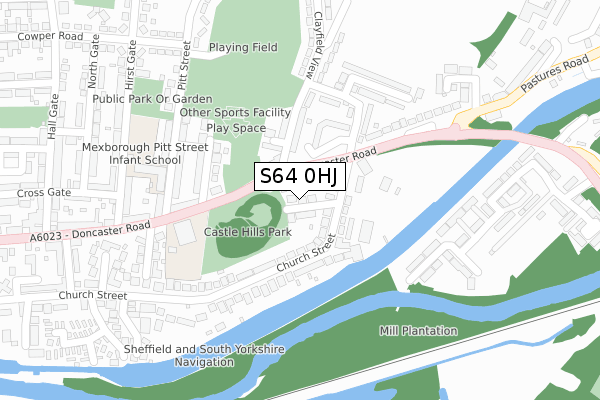 S64 0HJ map - large scale - OS Open Zoomstack (Ordnance Survey)