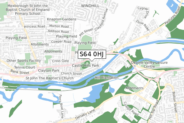 S64 0HJ map - small scale - OS Open Zoomstack (Ordnance Survey)