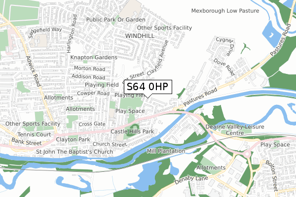 S64 0HP map - small scale - OS Open Zoomstack (Ordnance Survey)