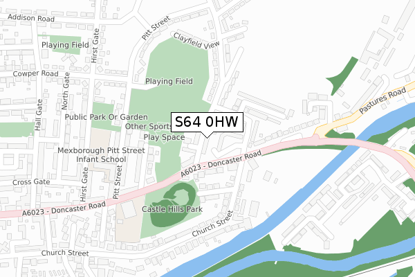 S64 0HW map - large scale - OS Open Zoomstack (Ordnance Survey)