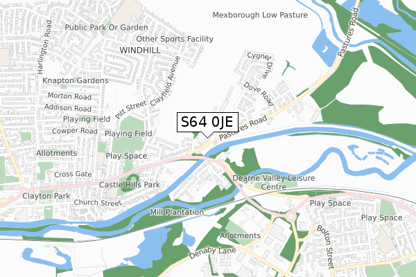 S64 0JE map - small scale - OS Open Zoomstack (Ordnance Survey)