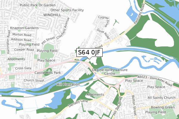 S64 0JF map - small scale - OS Open Zoomstack (Ordnance Survey)