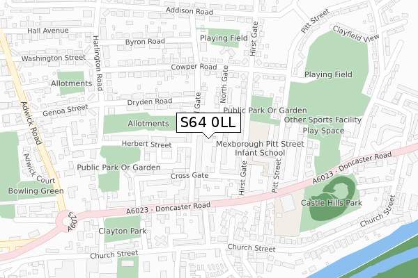 S64 0LL map - large scale - OS Open Zoomstack (Ordnance Survey)