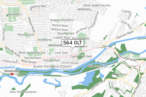 S64 0LT map - small scale - OS Open Zoomstack (Ordnance Survey)