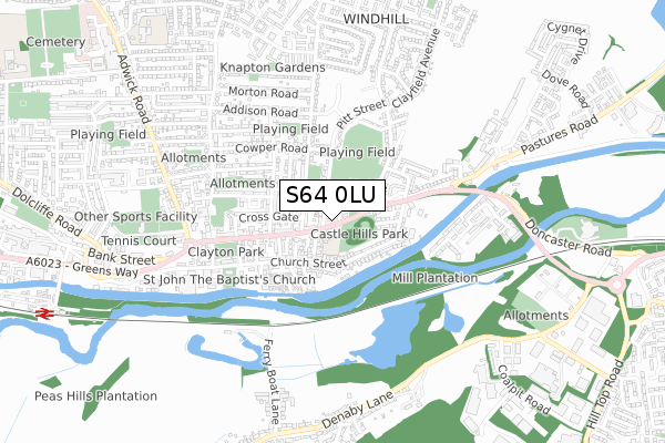 S64 0LU map - small scale - OS Open Zoomstack (Ordnance Survey)