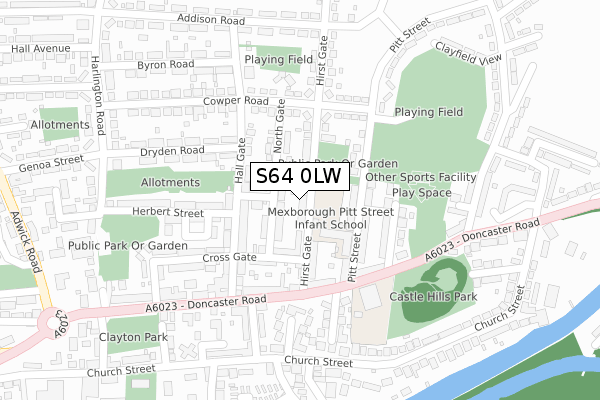 S64 0LW map - large scale - OS Open Zoomstack (Ordnance Survey)