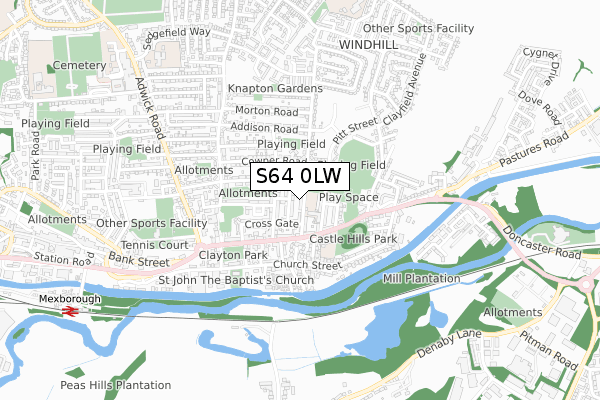 S64 0LW map - small scale - OS Open Zoomstack (Ordnance Survey)