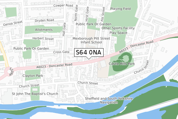 S64 0NA map - large scale - OS Open Zoomstack (Ordnance Survey)