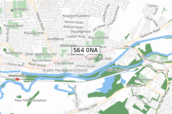 S64 0NA map - small scale - OS Open Zoomstack (Ordnance Survey)