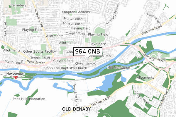 S64 0NB map - small scale - OS Open Zoomstack (Ordnance Survey)