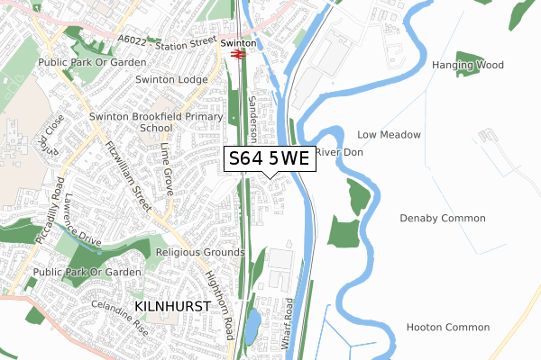 S64 5WE map - small scale - OS Open Zoomstack (Ordnance Survey)