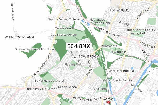 S64 8NX map - small scale - OS Open Zoomstack (Ordnance Survey)