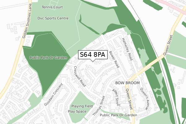 S64 8PA map - large scale - OS Open Zoomstack (Ordnance Survey)