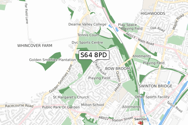 S64 8PD map - small scale - OS Open Zoomstack (Ordnance Survey)