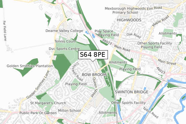 S64 8PE map - small scale - OS Open Zoomstack (Ordnance Survey)