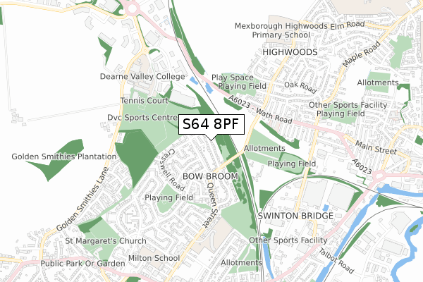 S64 8PF map - small scale - OS Open Zoomstack (Ordnance Survey)