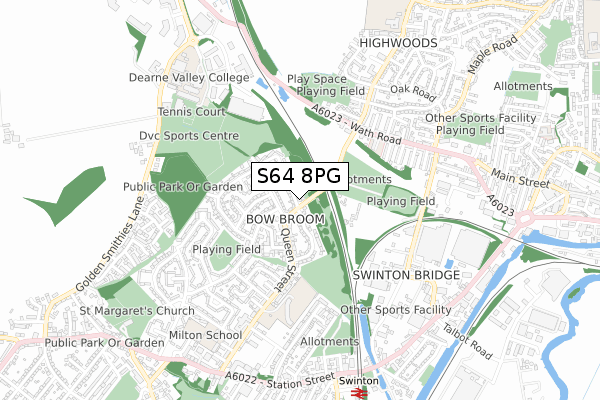 S64 8PG map - small scale - OS Open Zoomstack (Ordnance Survey)