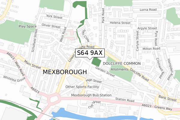 S64 9AX map - large scale - OS Open Zoomstack (Ordnance Survey)