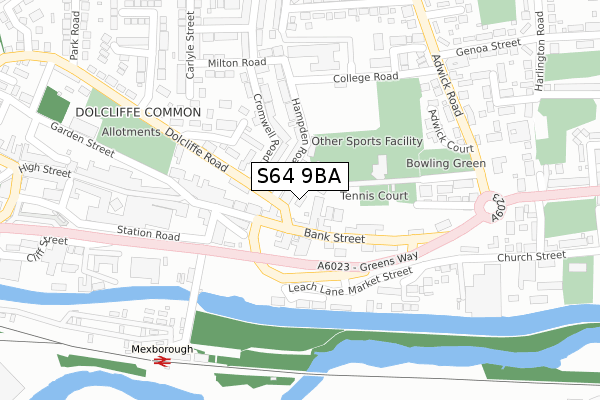 S64 9BA map - large scale - OS Open Zoomstack (Ordnance Survey)