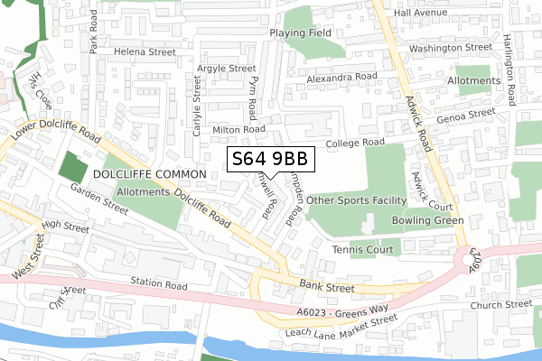 S64 9BB map - large scale - OS Open Zoomstack (Ordnance Survey)
