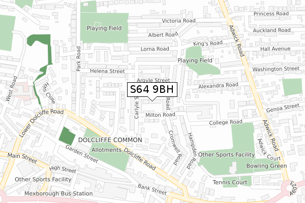 S64 9BH map - large scale - OS Open Zoomstack (Ordnance Survey)