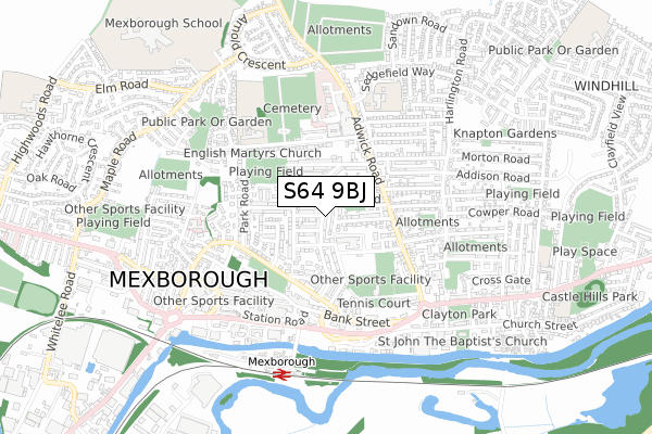 S64 9BJ map - small scale - OS Open Zoomstack (Ordnance Survey) S64 9BJ map - small scale - OS Open Zoomstack (Ordnance Survey)