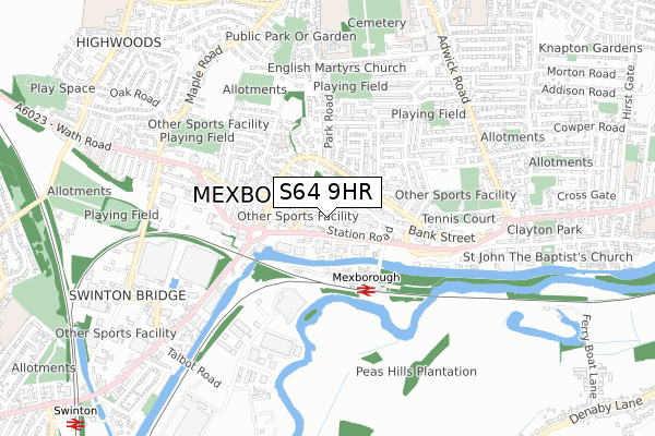 S64 9HR map - small scale - OS Open Zoomstack (Ordnance Survey)