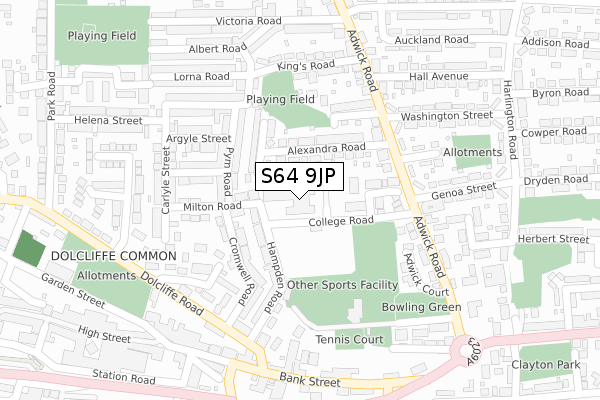 S64 9JP map - large scale - OS Open Zoomstack (Ordnance Survey)