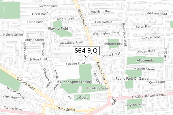 S64 9JQ map - large scale - OS Open Zoomstack (Ordnance Survey)