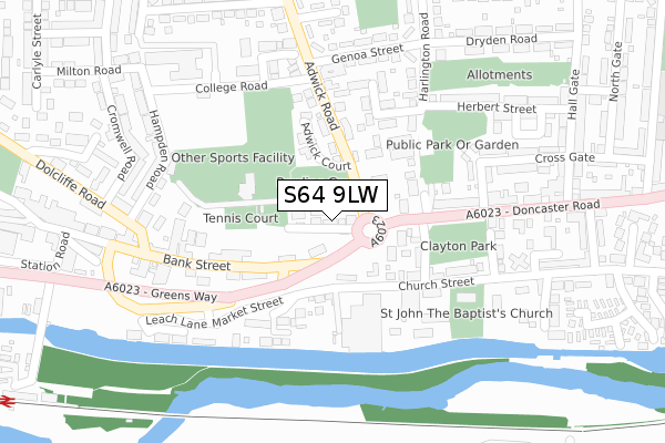 S64 9LW map - large scale - OS Open Zoomstack (Ordnance Survey)