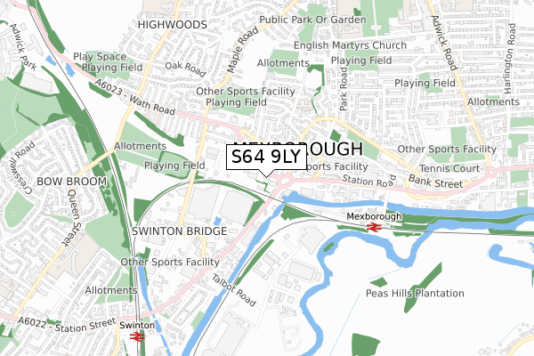 S64 9LY map - small scale - OS Open Zoomstack (Ordnance Survey)