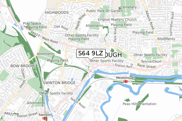 S64 9LZ map - small scale - OS Open Zoomstack (Ordnance Survey) S64 9LZ map - small scale - OS Open Zoomstack (Ordnance Survey)