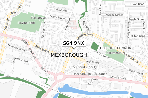 S64 9NX map - large scale - OS Open Zoomstack (Ordnance Survey)