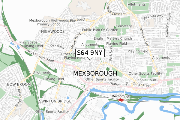 S64 9NY map - small scale - OS Open Zoomstack (Ordnance Survey) S64 9NY map - small scale - OS Open Zoomstack (Ordnance Survey)