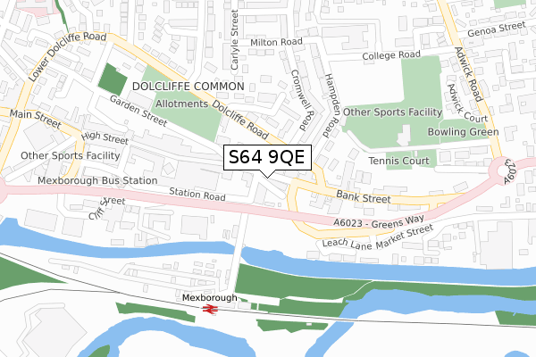 S64 9QE map - large scale - OS Open Zoomstack (Ordnance Survey)