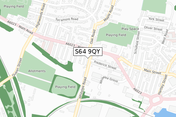 S64 9QY map - large scale - OS Open Zoomstack (Ordnance Survey)