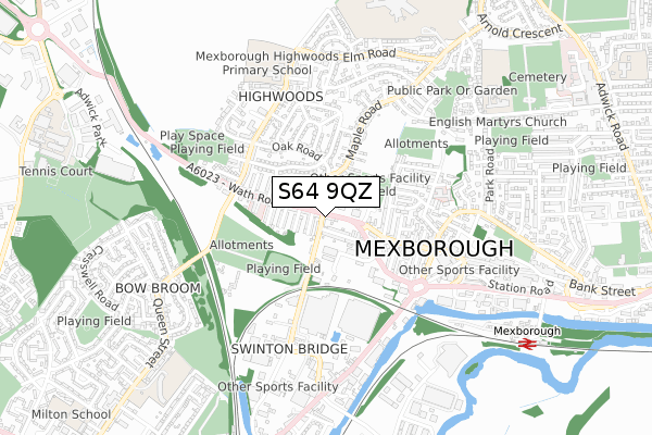 S64 9QZ map - small scale - OS Open Zoomstack (Ordnance Survey)