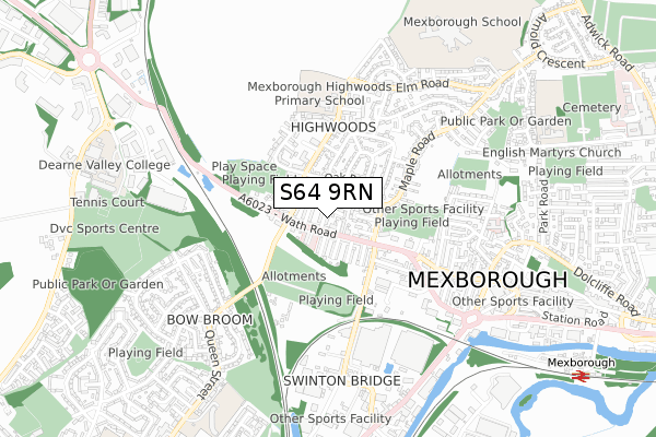 S64 9RN map - small scale - OS Open Zoomstack (Ordnance Survey) S64 9RN map - small scale - OS Open Zoomstack (Ordnance Survey)