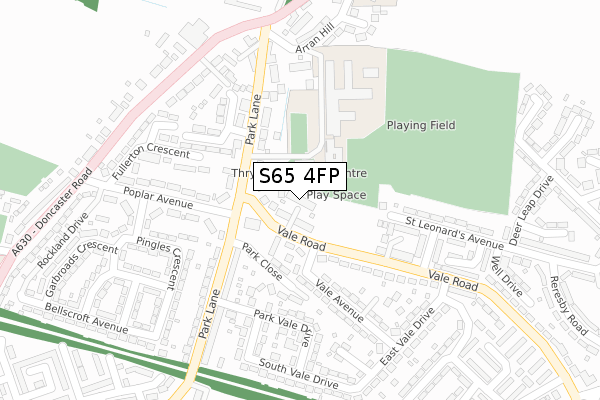 S65 4FP map - large scale - OS Open Zoomstack (Ordnance Survey)